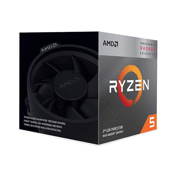 CPU AMD Ryzen 5 3400G (3.7GHz Upto 4.2GHz / 4MB / 4 Cores, 8 Threads / 65W / Socket AM4) No Box