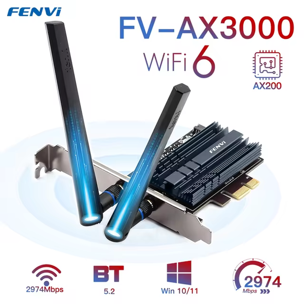 Card mạng không dây PCIE FENVI WI-FI 6 3000Mbps (WiFi 6+ Bluetooth 5.2) AX200