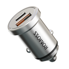 Tẩu sạc ô tô, bộ sạc xe hơi chính hãng Romoss AU20T, sạc nhanh 20W, sạc cùng lúc 2 thiết bị USB A - Type C