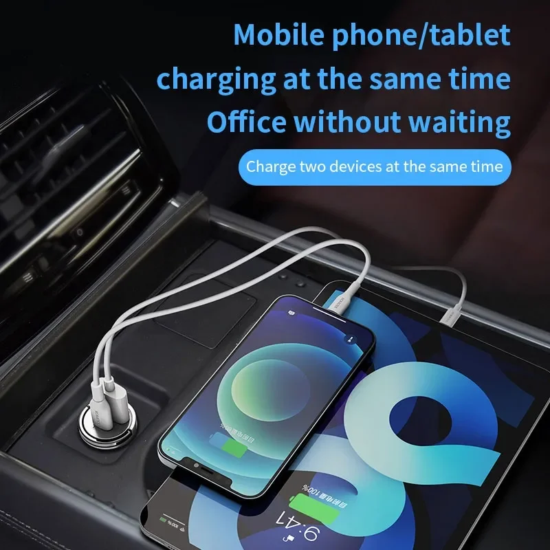 Tẩu sạc ô tô, bộ sạc xe hơi chính hãng Romoss  AU45T, sạc nhanh 45W, sạc cùng lúc 2 thiết bị USB A - Type C