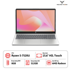 Laptop HP 15-fc0025dx (Ryzen 5 7520U, RAM 8GB, SSD 512GB, 15.6inch HD Cảm ứng)