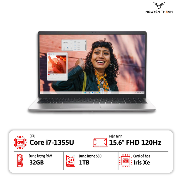 Laptop Dell Inspiron 3530  (Core i7 1355U, RAM 32GB, 1TB SSD, 15.6 inch Full HD 120Hz, Windows 11, Silver)
