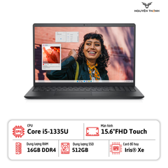 Laptop Dell Inspiron 3530 (Intel Core i5-1335U, RAM 16GB, SSD 512GB, 15.6 inch FHD Cảm ứng, Win 11, Đen)