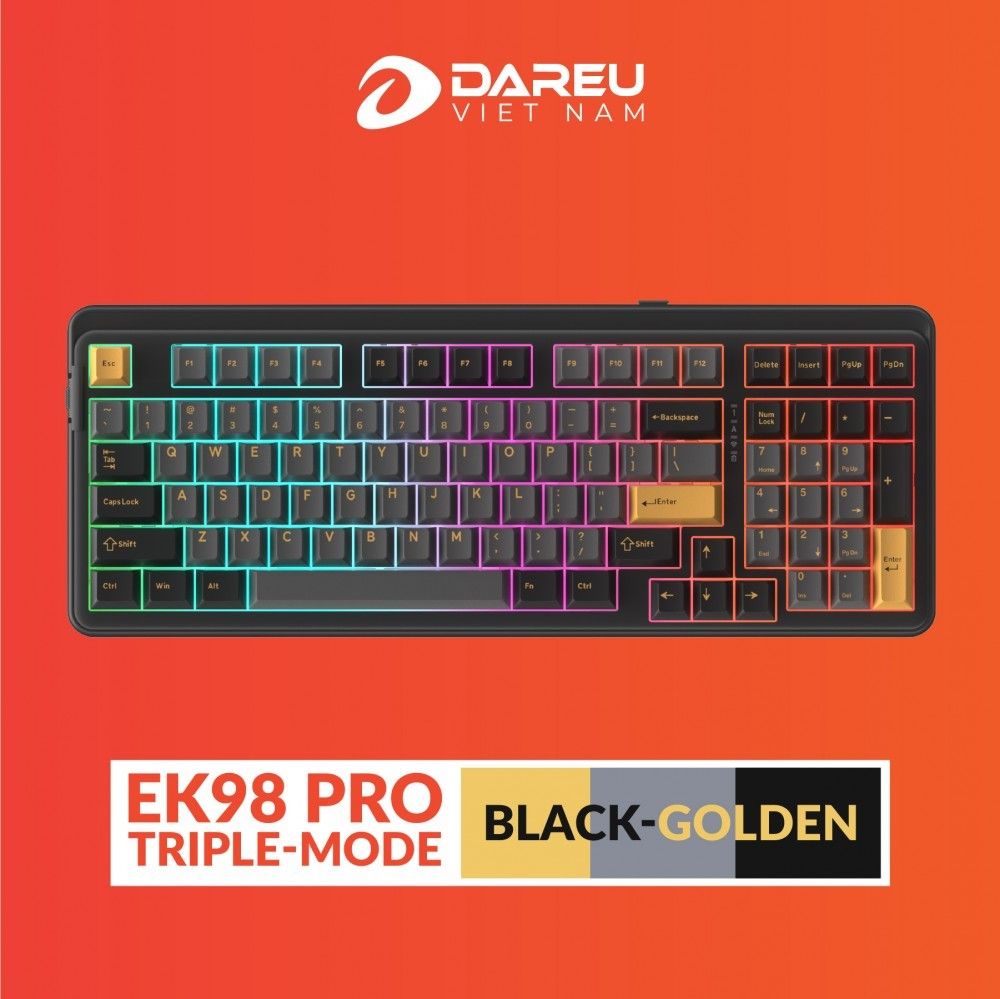 Bàn phím cơ DareU EK98 Pro Triple Mode Black Golden DareU Cloud Switch