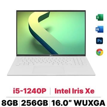 Laptop LG Gram 2022 16ZD90Q-G.AX51A5 (i5-1240P | 8GB | 256GB | Intel Iris Xe Graphics | 16' WQXGA 99% DCI-P3 | DOS)