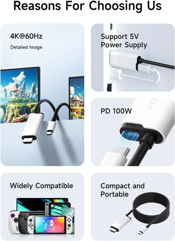 Hub chuyển Hagibis Switch Dock - Cáp USB Type C to HDMI 4K@60hz