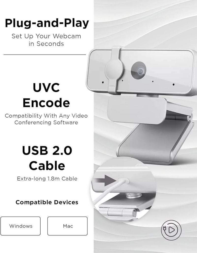 Webcam Lenovo 300 Full HD Grey (FHDWC300)