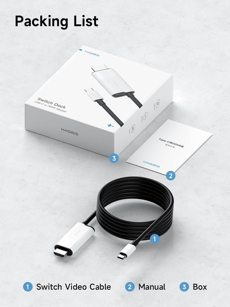 Hub chuyển Hagibis Switch Dock - Cáp USB Type C to HDMI 4K@60hz