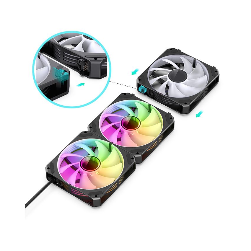 FAN CASE TẢN NHIỆT JONSBO ZG-120B BLACK ( (3IN1/ GHÉP NỐI KHÔNG DÂY) Kit 3 FAN