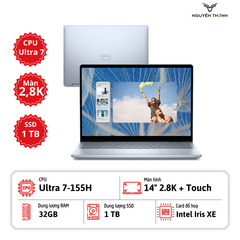 Laptop Dell Inspiron Plus 7440  (Core™ 7 155H, Ram 32GB, SSD 1TB, Intel® Graphics, 14 inch 2.8K, Win 11, Ice Blue)