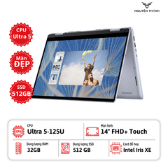 Laptop Dell Inspiron 7440 2in1 (Core 5 120U, Ram 32GB, SSD 512GB, Intel® Graphics, 14 inch FHD+ Touch,Vân tay, Win 11, Ice Blue)