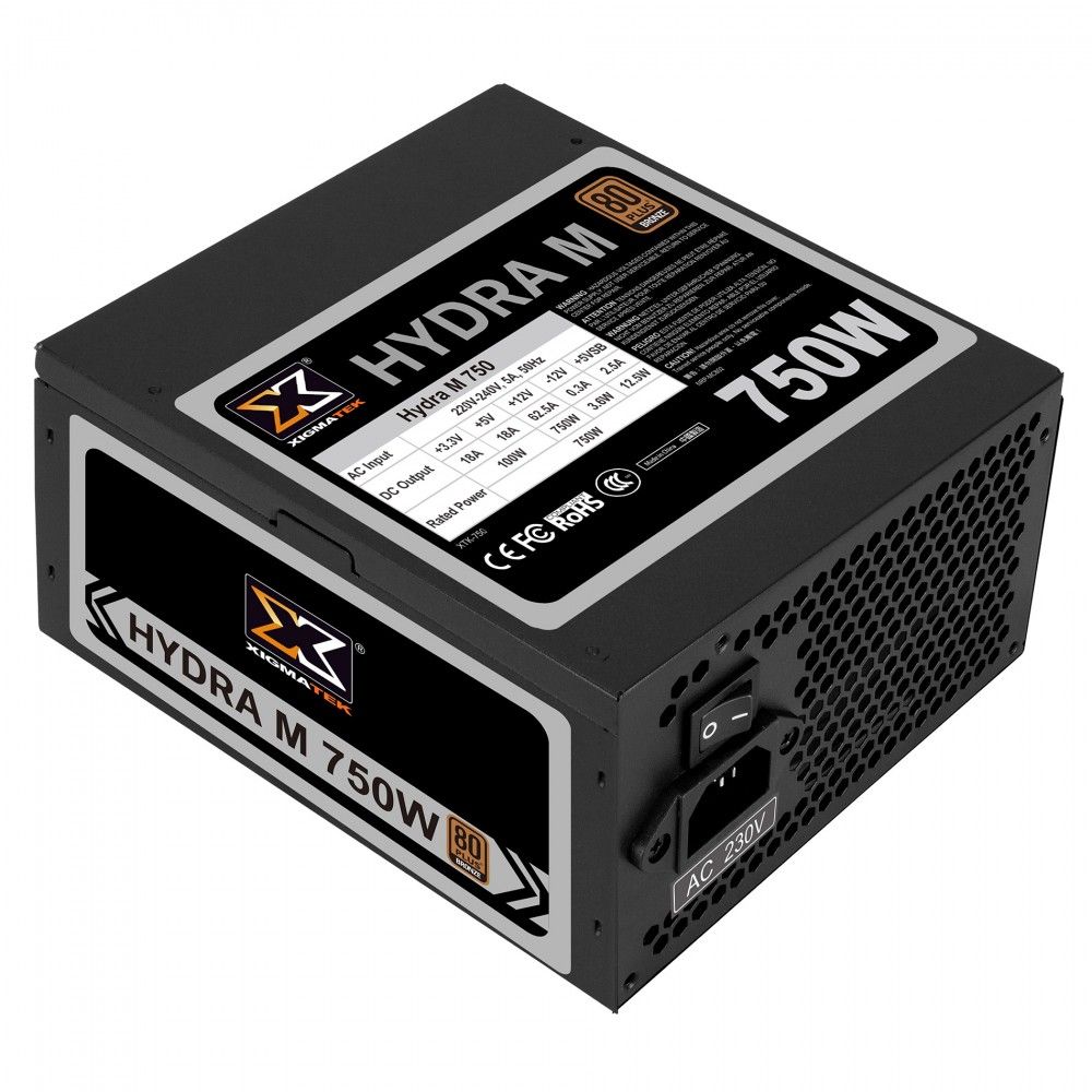 PSU XIGMATEK HYDRA M 750W (EN44221) - 80PLUS BRONZE, 100% CÁP RỜI - DẠNG DẸT