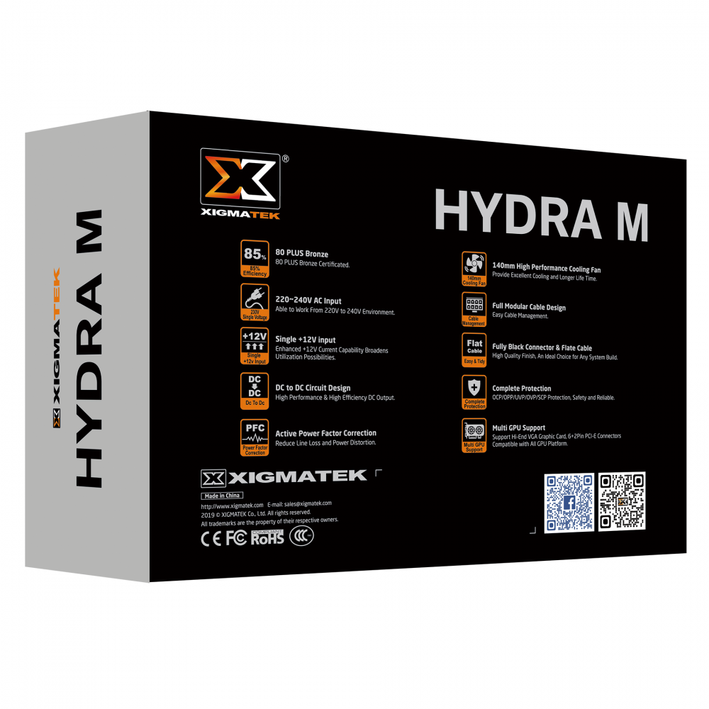 PSU XIGMATEK HYDRA M 750W (EN44221) - 80PLUS BRONZE, 100% CÁP RỜI - DẠNG DẸT