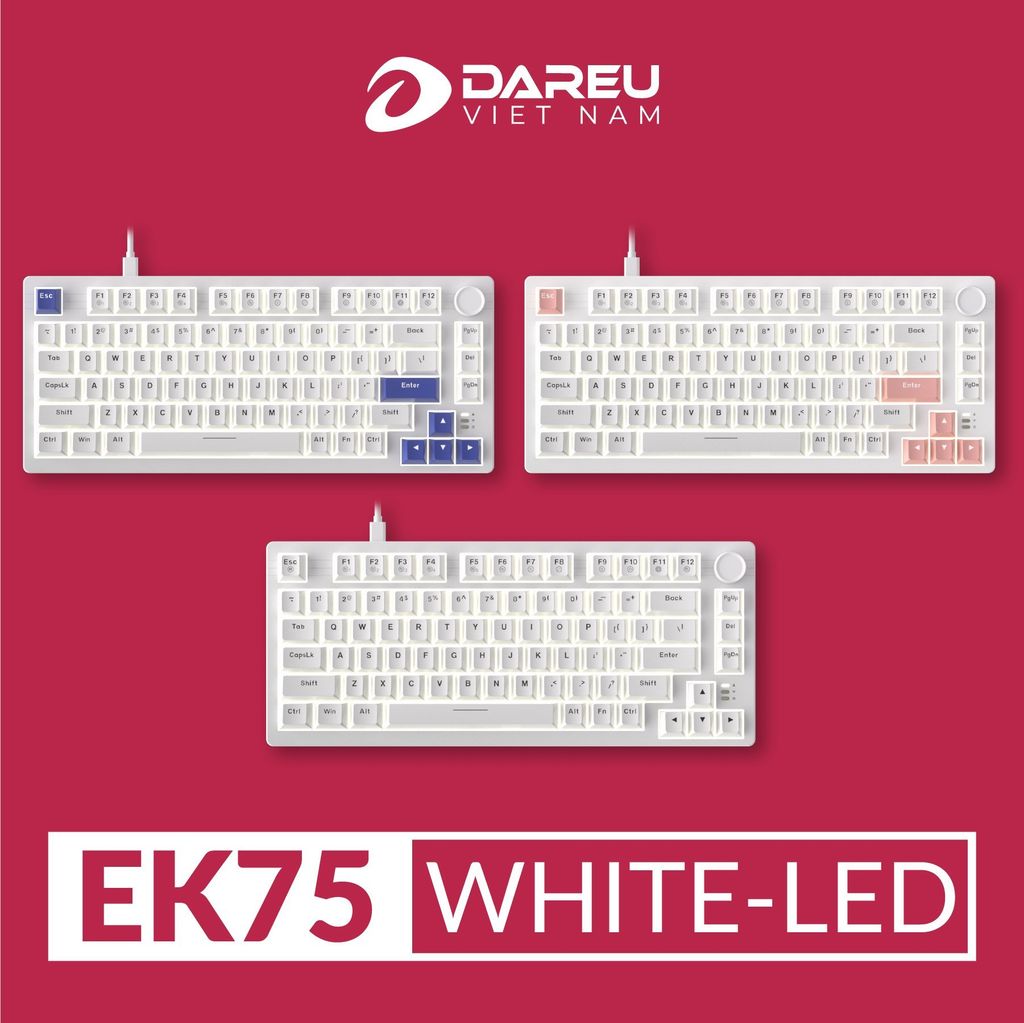 Bàn phím cơ DareU EK75 Full White (Firefly switch)