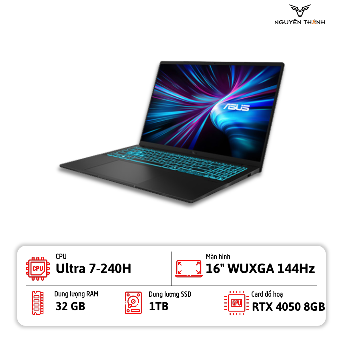 Laptop Asus Vivobook 16 V3607 (Core 7 240H, 32GB RAM, 1TB SSD, RTX 3050 6GB, 16