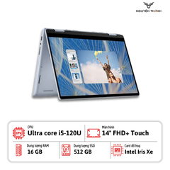 Laptop Dell Inspiron 7440 2in1 (Core 5 120U , Ram 16GB, SSD 512GB, Intel® Graphics, 14 inch FHD+ Touch,Vân tay, Win 11, Ice Blue)