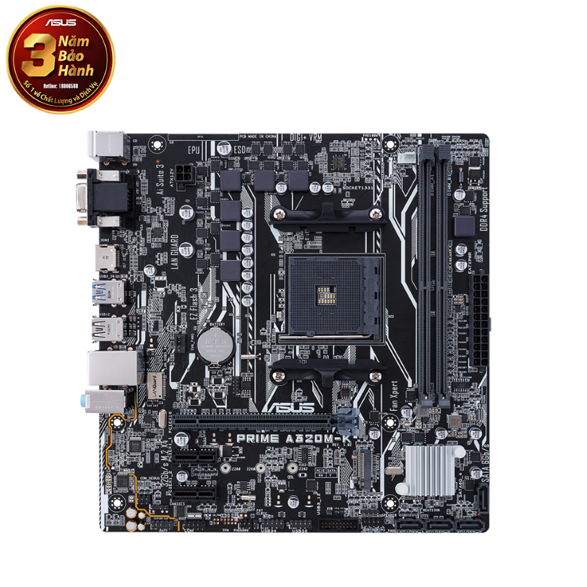 Mainboard ASUS PRIME A320M-K (AMD A320, Socket AM4, ATX, 2 khe RAM DDR4)