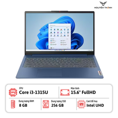 Laptop Lenovo IdeaPad Slim 3 15IRU8 (Intel Core I3-1315U, Ram 8Gb, SSD 256Gb, 15.6'' FHD, Abyss Blue)