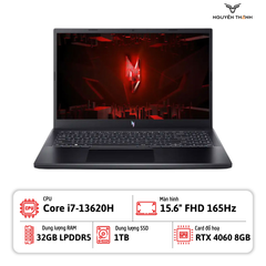 Laptop Acer Nitro V15 ( i7-13620H, Ram 32G, SSD 1TB, RTX 4060 8G, 15.6