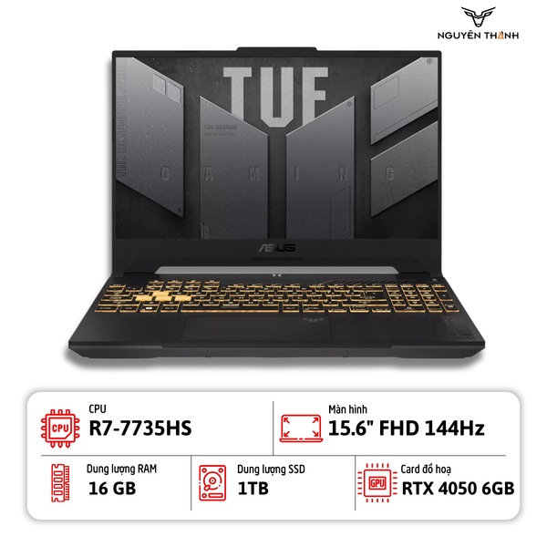 Laptop ASUS TUF Gaming A15 FA507 (Ryzen™ 7-7735HS | 16GB | 1TB | RTX 4050 6GB | 15.6-inch FHD | Win 11 | Xám)