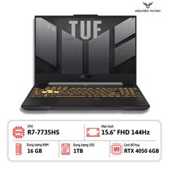 Laptop ASUS TUF Gaming A15 FA507 (Ryzen™ 7-7735HS | 16GB | 1TB | RTX 4050 6GB | 15.6-inch FHD | Win 11 | Xám)