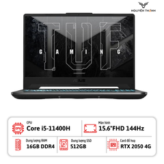 Laptop ASUS TUF Gaming F15 FX506 ( Intel Core i5-11400H, 16GB RAM, SSD 512GB, RTX 2050, 15.6'' FHD 144hz, Đen)