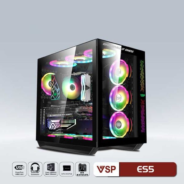 Vỏ Case VSP ESPORT ROG ES5 Gaming (4 Fan) Đen