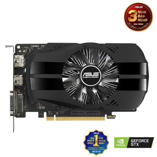 Card màn hình Asus PH-GTX1050TI-4G (4GB GDDR5, 128-bit, DVI+HDMI+DP)