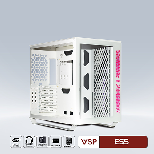 Vỏ Case VSP ESPORT ROG ES5 Gaming (4 Fan) Trắng