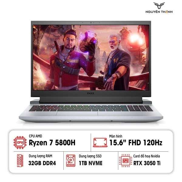 Laptop Dell Gaming G15 5515 (Ryzen 7-5800H, RAM 32GB, SSD 1TB, VGA RTX 3050Ti, 15.6” FHD 120Hz)