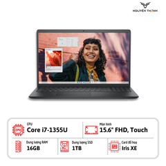 Laptop Dell Inspiron 3530  (Core i7 1355U, RAM 16GB, 1TB SSD, 15.6 inch Full HD Touch, Windows 11, Black)
