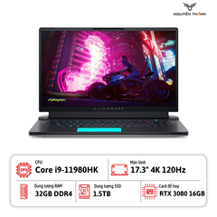 Laptop Gaming Dell Alienware X17 R1  (i9-11980HK, 32GB RAM, SSD 1.5TB, RTX 3080 16GB, 17.3inch UHD 120Hz)