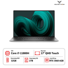 Laptop DelL XPS 17 9710 (i7-11800H | RAM 32GB | SSD 1TB | 17″ UHD+ |Cảm ứng |RTX 3060 6GB| Silver)