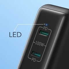 Sạc RAVPower 100w RP-PC151 - 2 cổng type C (kèm dây type C)