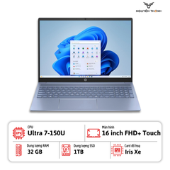 Laptop HP Pavilion 16-af0xxx (Intel Core Ultra 7-155U, Ram 32GB, SSD 1TB, 16