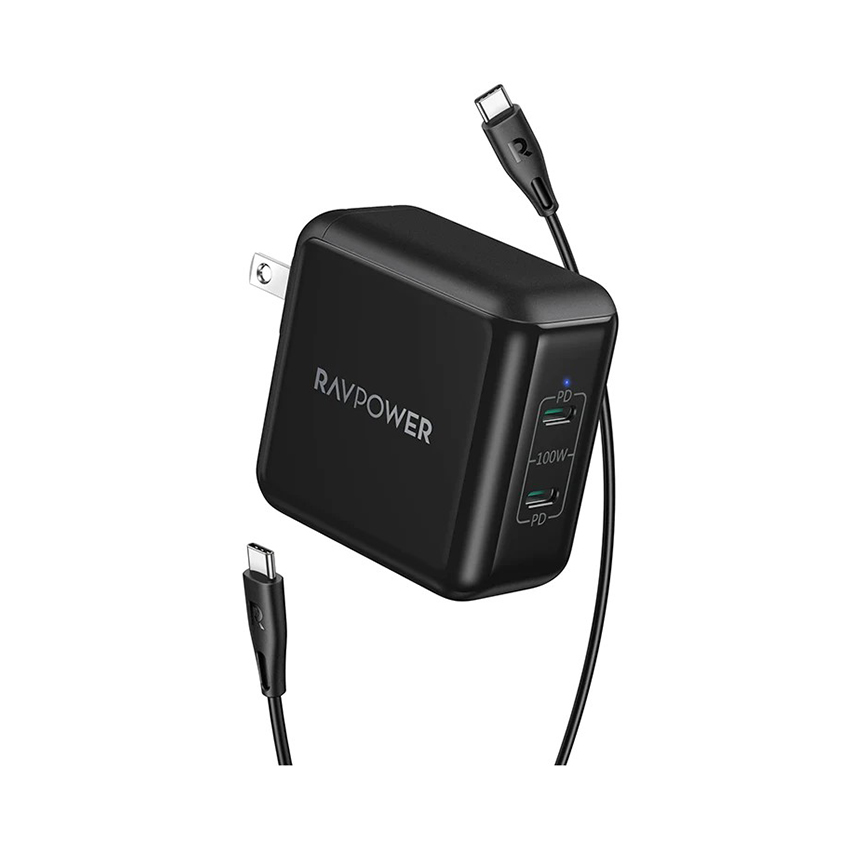 Sạc RAVPower 100w RP-PC151 - 2 cổng type C (kèm dây type C)