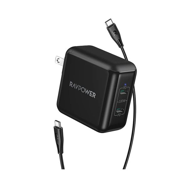Sạc RAVPower 100w RP-PC151 - 2 cổng type C (kèm dây type C)