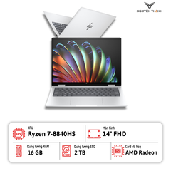 Laptop HP Envy x360 2in1 14-fa0023dx (Ryzen™ 7-8840HS, Ram 16GB, 2TB SSD, 14'' WUXGA, Cảm ứng, Win 11, Glacier Silver )