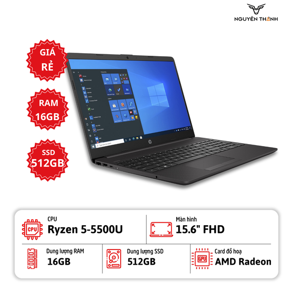 Laptop HP 255 G8 (Ryzen 5-5500U, Ram 16GB, SSD 512GB, Windows 11, Black)