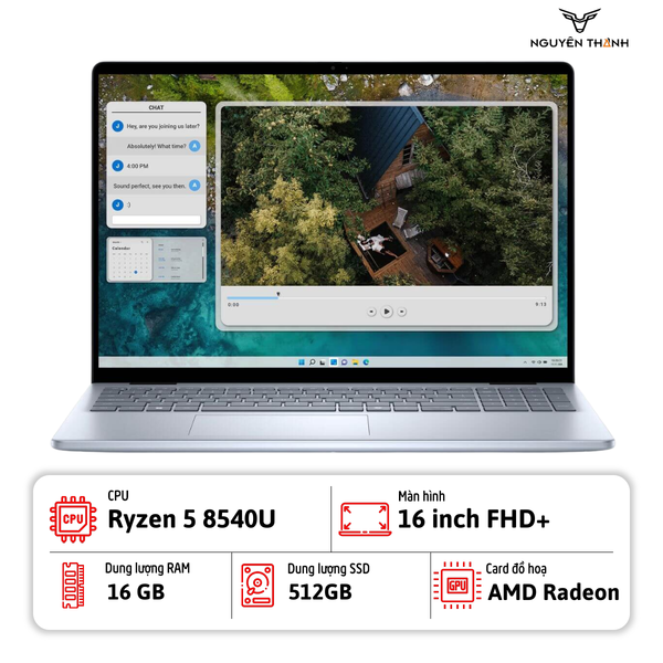 Laptop Dell Inspiron 5645 (Ryzen 5 8540U, RAM 16GB, SSD 512GB, 16.0' FHD+, Win 11, Ice Blue)