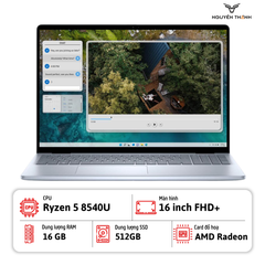 Laptop Dell Inspiron 5645 (Ryzen 5 8540U, RAM 16GB, SSD 512GB, 16.0' FHD+, Win 11, Ice Blue)