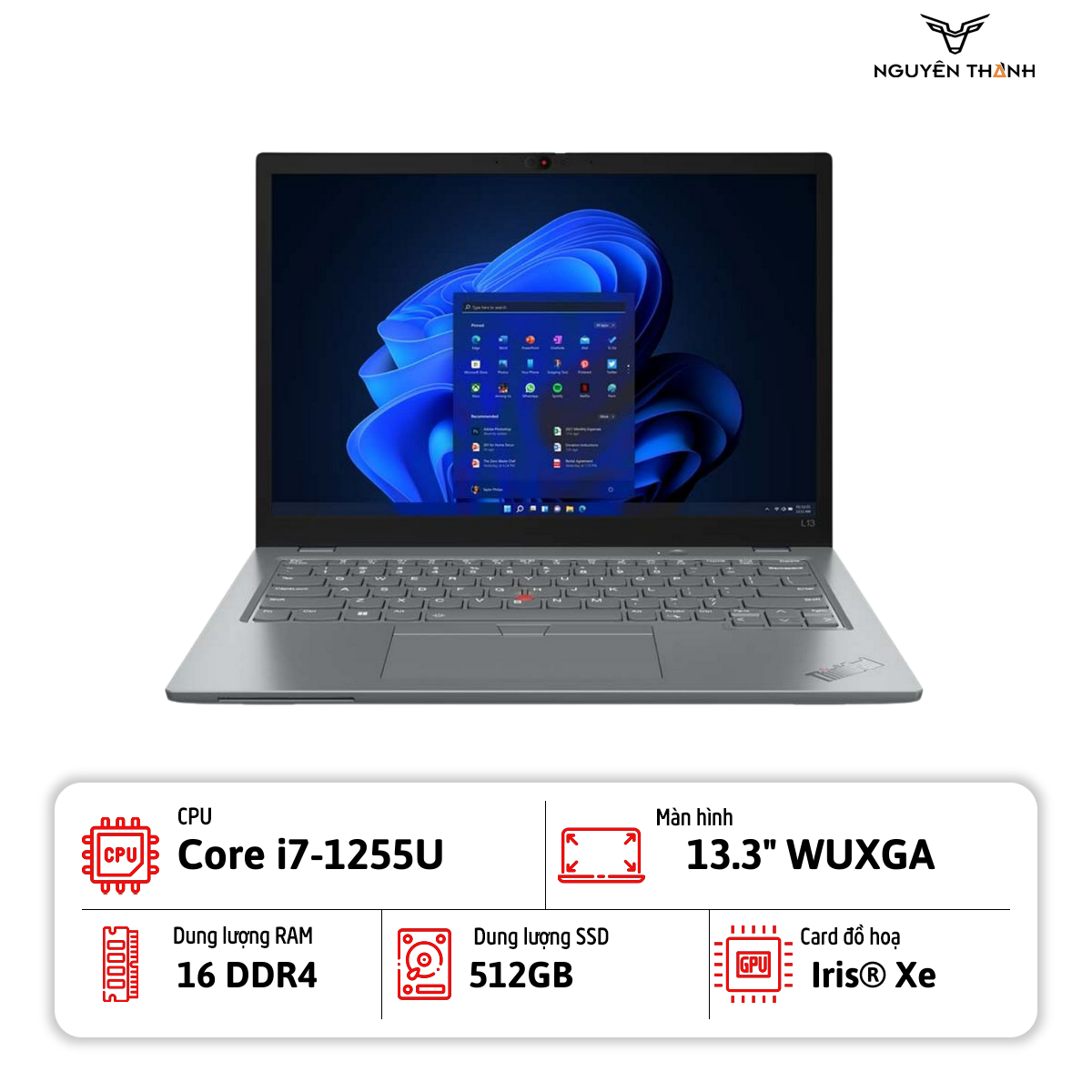 Laptop lenovo ThinkPad L13 (i7-1255U, 16 GB Ram, 512GB SSD,13.3