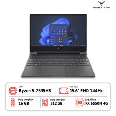Laptop Gaming HP Victus 15-fb2063dx (Ryzen 5 – 7535HS, 16GB, 512GB, RX 6550M, 15.6″ FHD 144Hz, Windows 11)