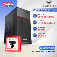 Máy tính văn phòng i3 12100 RAM 16GB SSD 512GB
