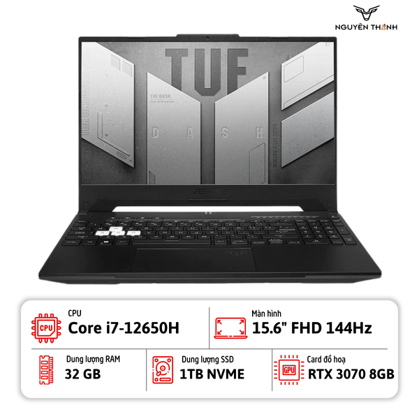 [New 100%] Laptop ASUS TUF Dash F15 FX517Z (i7-12650H | Ram 32GB |SSD 1TB | RTX™ 3070 8GB | 15.6' FHD 144Hz | Win 11)