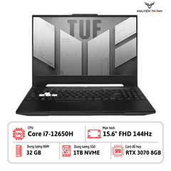 Laptop ASUS TUF Dash F15 FX517Z (i7-12650H | Ram 32GB |SSD 1TB | RTX™ 3070 8GB | 15.6' FHD 144Hz | Win 11)