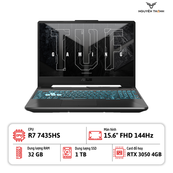 Laptop Asus TUF Gaming A15 FA506NCR- WH71 (R7 7435HS, 32GB, 1TB SSD, RTX 3050 4GB, 15.6 inch FHD, 144Hz, Win11, Graphite Black)