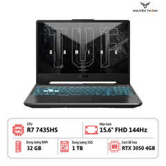 Laptop Asus TUF Gaming A15 FA506NCR- WH71 (R7 7435HS, 32GB, 1TB SSD, RTX 3050 4GB, 15.6 inch FHD, 144Hz, Win11, Graphite Black)