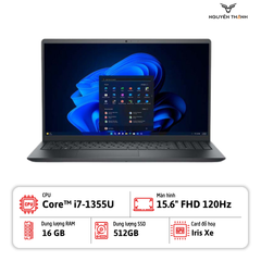 Laptop Dell Inspiron 3530  (Core i7 1355U, RAM 16GB, 512GB SSD, 15.6 inch Full HD 120Hz , Windows 11, OfficeHS24, Black)