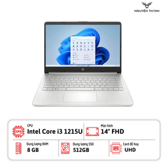 Laptop HP 14s-dq5121TU 8W355PA (Intel Core i3-1215U , 8GB , 512GB , Intel UHD , 14 inch FHD , Win 11 , Bạc)